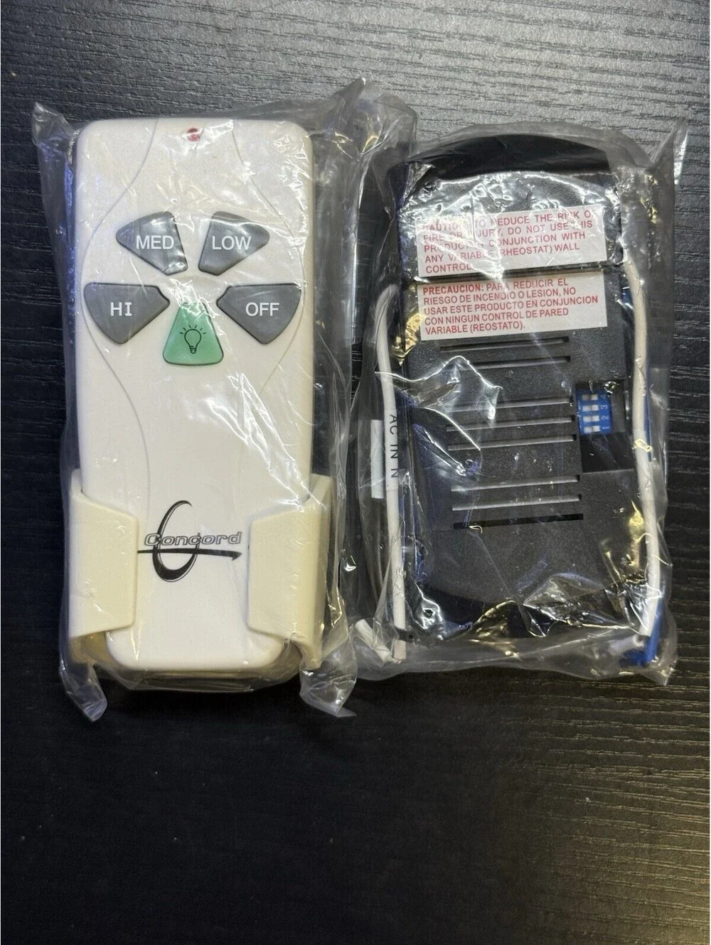 Concord Ceiling Fan Remote Control & Receiver Kit 3-Speed Dimmer Wall Mount